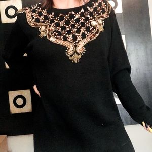 Gold tunic sweater dress